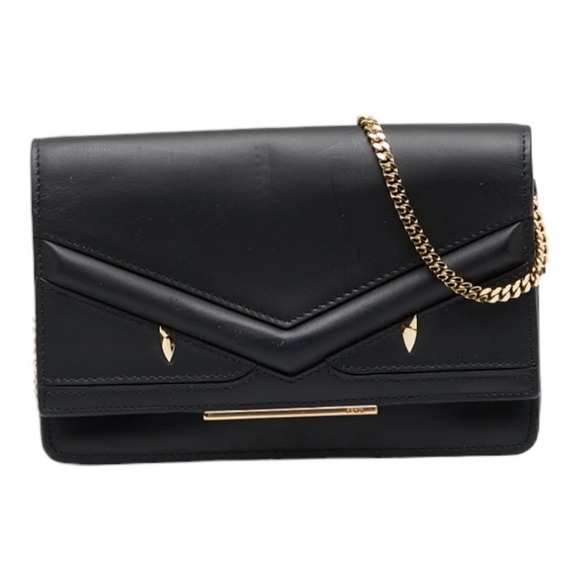Authentic Fendi Monster Leather Wallet on Chain